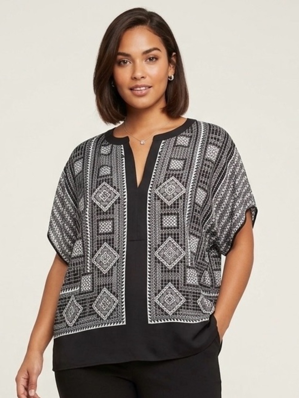 BCBG Max Azria Ayanna V-Neck Dolman Sleeve Boho Blouse M
